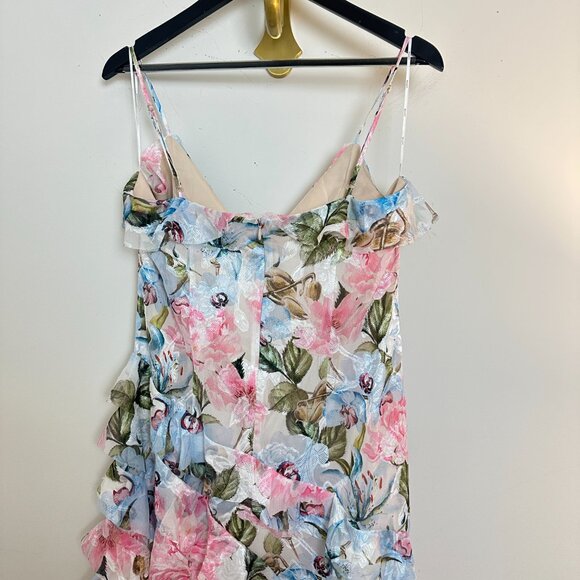 ELLIATT Wilhelmina Floral Print Ruffle Chiffon Maxi Dress in Pink Multi Size XL - Picture 8 of 11